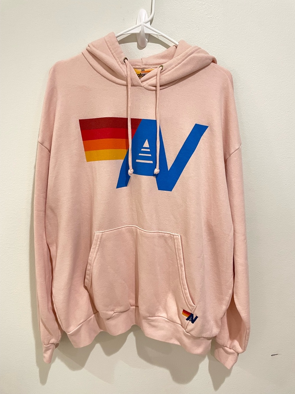 Aviator Nation Pullover Hoodie Size M Pale Pink Blush Relaxed